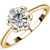 TJC Moissanite Solitaire Ring for Women Engagement Ladies Rings in Yellow Gold Plated 925 Sterling Silver Size K Prong Setting Metal Wt. 1.65 Grams