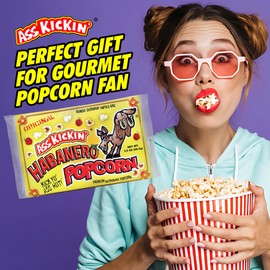 ASS KICKIN' Habanero Microwave Popcorn Bags - 3 Pack - Ultimate Spicy Popcorn Gourmet Gift - Makes a Great Movie Theater Popcorn or Snack Food for Movie Night