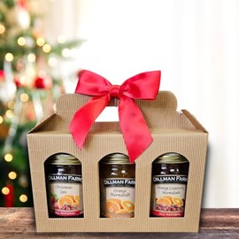 Dillman Farm All Natural Premium Preserves Giftboxes (Christmas Jam, Orange Marmalade, Orange Cranberry Marmalade)-Gluten-Free, Non-GMO, Vegan, Kosher, Eco-Friendly, Preservative Free, Corn Syrup Free - Made in USA, 16oz each. Gourmet Holiday Gifts, Hostess Gifts, Corporate Gifts, Special Occasions. (Christmas Jam, Orange Marmalade, Orange Cranberry Marmalade)