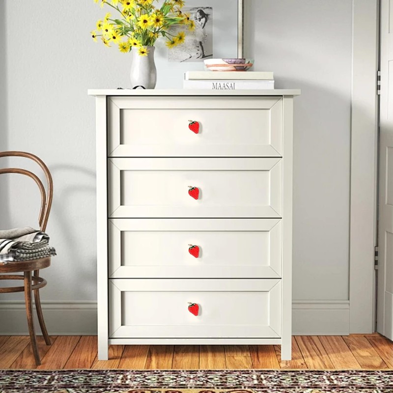 glrovazas Cabinet Knobs Strawberry Knobs, 4 Pcs Creative Fruit Shape