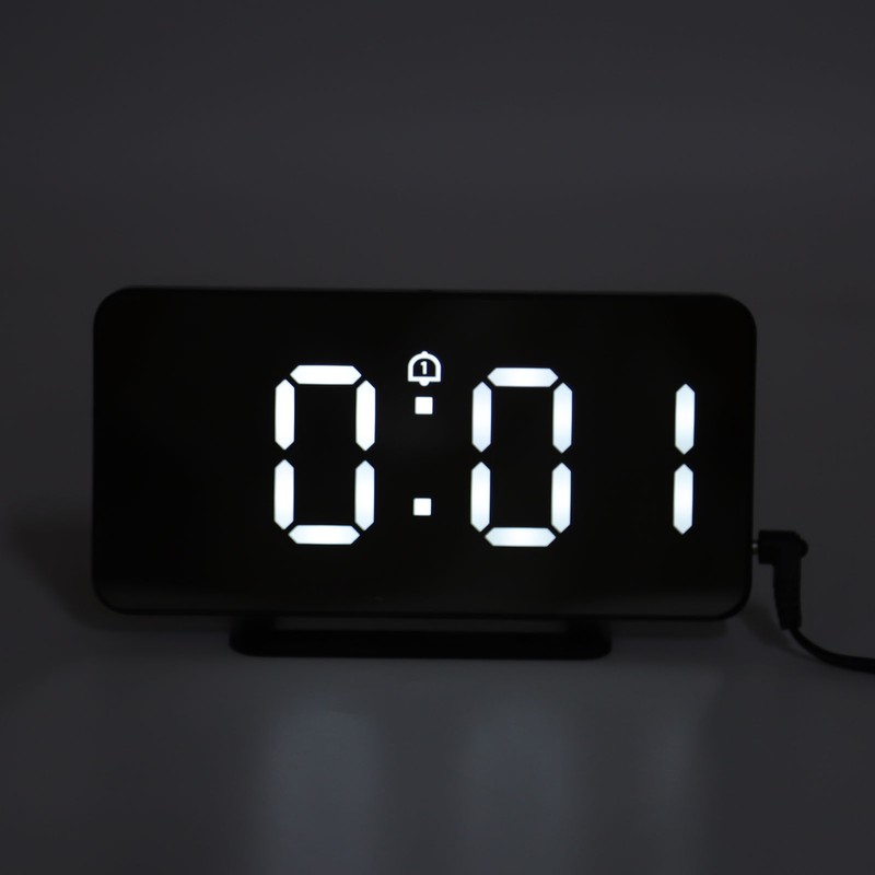 Digital Mirror Alarm Clock 5V Double Alarm Snooze Function LED