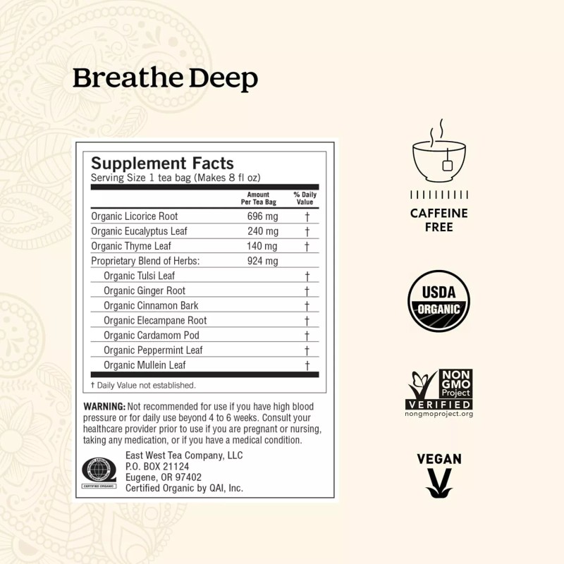 Yogi Organic Breathe Deep Herbal Tea Caffeine Free 1 Tea