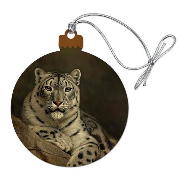 GRAPHICS & MORE Snow Leopard on Ledge Wood Christmas Tree