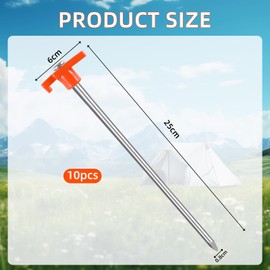 10PCS Tent Pegs Metal Heavy Duty Camping Pegs,Non-Rust Metal Tent Pegs Ground Stakes Tent Spikes for Awnings, Heavy Duty Tent Pegs for Hard Ground, Camping, Tents,Tarpaulin