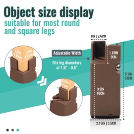 4 Pack Bed Risers with Screw Clamp, Adjustable Heavy Duty Furniture Risers for Leg Diameter 0.8"-1.6", Couch Desk Chair Risers, Bed Raisers Lifters Supports 1100 Lbs (4 Inches)