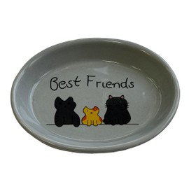 SPOT by Ethical Products - Heavy Ceramic High Gloss Dog Bowl Cat Bowl Durable Dog Food and Water Pet Dish - Dishwasher Safe - BEST FRIENDS OVAL CAT DISH 6"