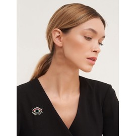 Evil Eye Brooches Pin for Women Men Rhinestone Ojo Brooch Pin Shirts Collar Brooch Pins Protect Jewelry