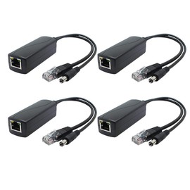 ANVISION 4-Pack Gigabit PoE Splitter, 48V to 12V 2A Ethernet Adapter for CCTV Camera, AP, Voip and More, AV-PS12-G