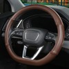 Cxtiy D Shaped Steering Wheel Cover, Genuine Leather Flat Bottom