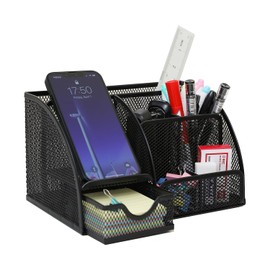 Reviday Steel Desk Organizer Desk Storage Trinket Table Top Pen Stand Metal Mesh Drawer Remote Control Stand Stationery Storage Box