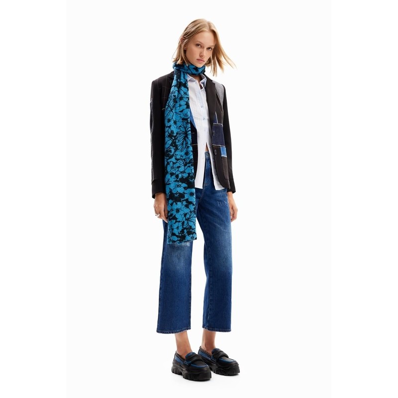 Desigual Women's Accessories Fabric Long Boa Scarf, blue
