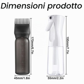 WPPQWP Applicatore Olio Capelli, Spruzzino per Capelli Ricci, 200ML Spruzzino Nebulizzatore Capelli, 170ML Flacone Applicatore per Pettine per Design dei Capelli, Cura e Colorazione dei Capelli