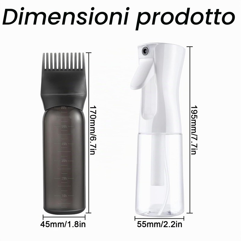 WPPQWP Applicatore Olio Capelli, Spruzzino per Capelli Ricci, 200ML Spruzzino