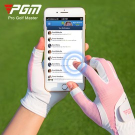 PGM Women's Golf Glove One Pair, Open-Finger Design Breathable Mesh Fabric Improved Grip System, Cool and Comfortable