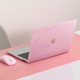 EooCoo Case Compatible with MacBook Pro 13 inch M2 2024 2023 2022-2016 Release M1 A2338 A2289 A2251 A2159 A1989 A1706 A1708 Protective Hard Case with Keyboard Cover, Screen Protector, Crystal Pink Bow