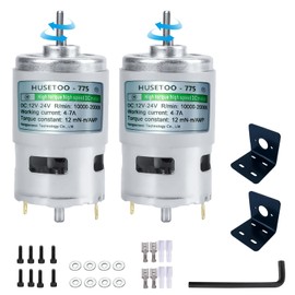 775 DC Motor 12v DC Motor High Torque DC Motor Max 20000 RPM Dual Ball Bearings Quiet Power Wheels Motor Upgrade DC Motor（with Bracket） (D Shaft Motors-2Pack)