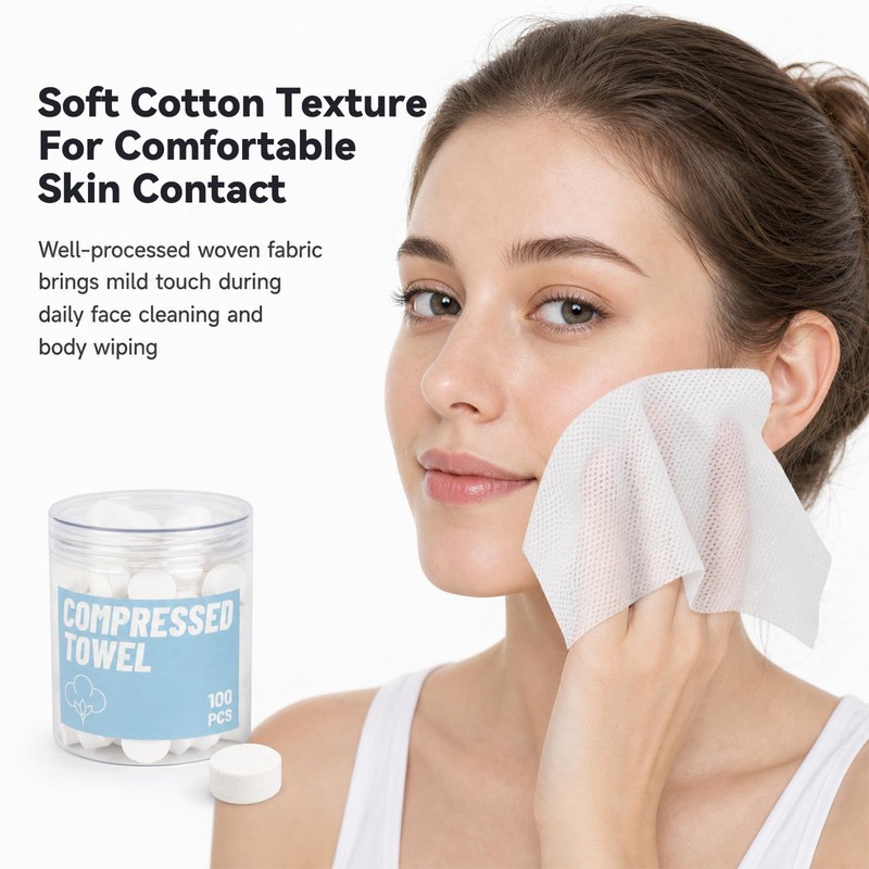 ColdCool Compressed Face Towels, 100 Count Disposable Cotton Coin Tissues