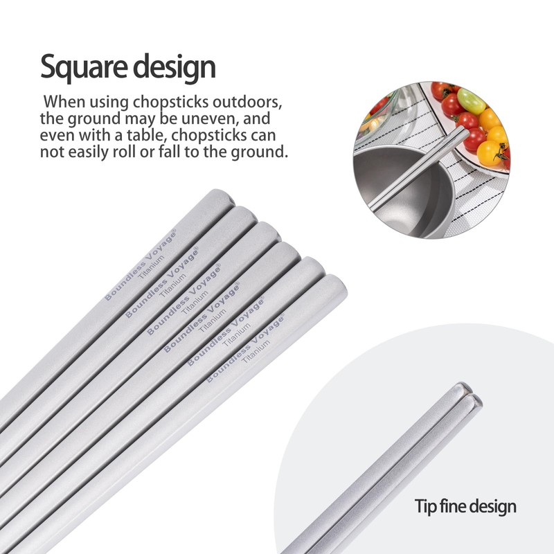 Boundless Voyage Titanium Chopsticks with Carrying Bag Ultralight Backpacking Gear