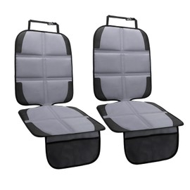 NEWFOM Car Seat Protector 2 Pack Baby Car Seat Covers with Mesh Pockets & Non-Slip Backing 600D Durable Seat Protector Under Baby Car Seat (Gray, Standard)