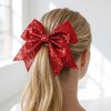 2PCS Red Cheer Bow, Large Shimmering Glitter Hair Bow Clips,