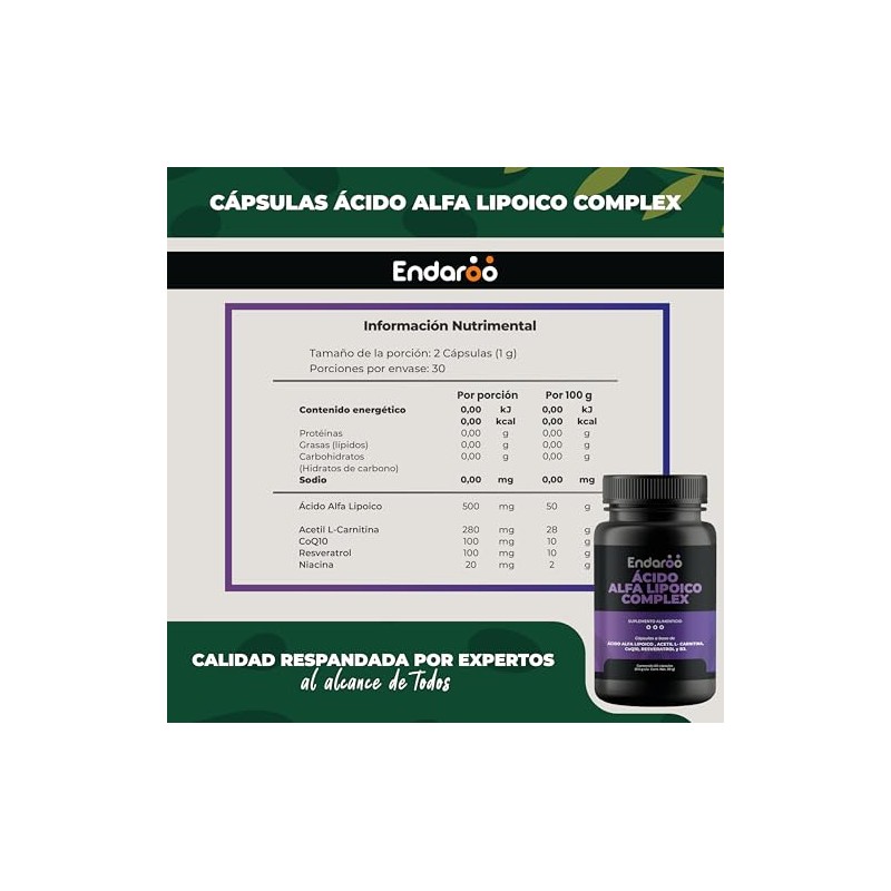 Ácido Alfa Lipoico Complex 60 Cápsulas | Con Ácido Alfa