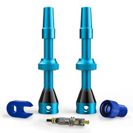 Shredr. Tubeless Valve Set | Presta Valves for Tubeless Tyres | Super Light Aluminium Colourful Anodised French Valve | Includes Valve Adapter, Replacement Valve and Tool (Light Blue, 44 mm)