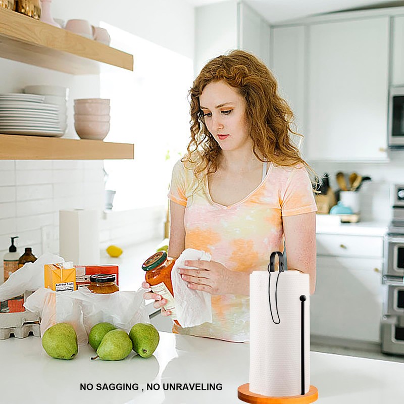 Wood Paper Towel Holder Countertop, TONLEA Kitchen Paper Towel Holder