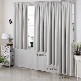Woltu #330 250 g/m2 Heavy Opaque Blackout Curtain, Thermal Curtain with Ruffle Tape, Blackout Curtains, Matte, Height 175 / 225 / 245 cm, 135x245 cm