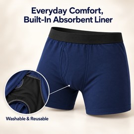 Men's Absorbent Incontinence Boxer Shorts for Urinary Leaks – Washable Cotton Blend Underwear for Comfortable Daily Wear
