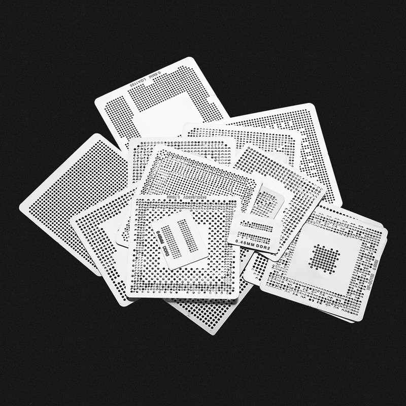 130pcs BGA Universal Reballing Rework Net Stencils Steel Template Mesh