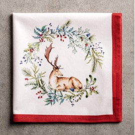 Maison d'Hermine Holly Time 100% Cotton Soft and Comfortable Set of 4 Napkins Perfect for Family Dinners | Weddings | Cocktail | Kitchen | Home | Thanksgiving / Christmas (45 cm x 45 cm)