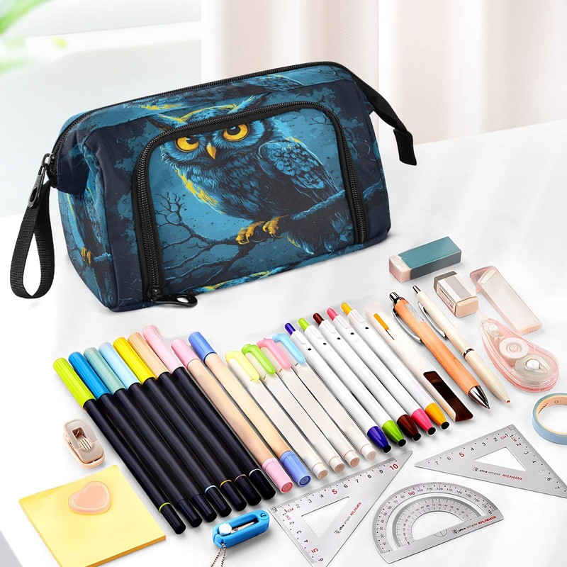 SUABO Fierce-looking Owl Big Capacity Pencil Case Pouch Pen Case