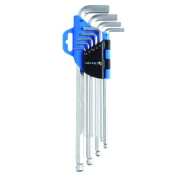 Högert Technik - Hexagonal Key I Set of 9 I Sizes T1.5 to T10 I Made of High-Quality CrV Steel I Resistant to Deformation and Abrasion I Manufactured according to DIN 911 I Long I Silver