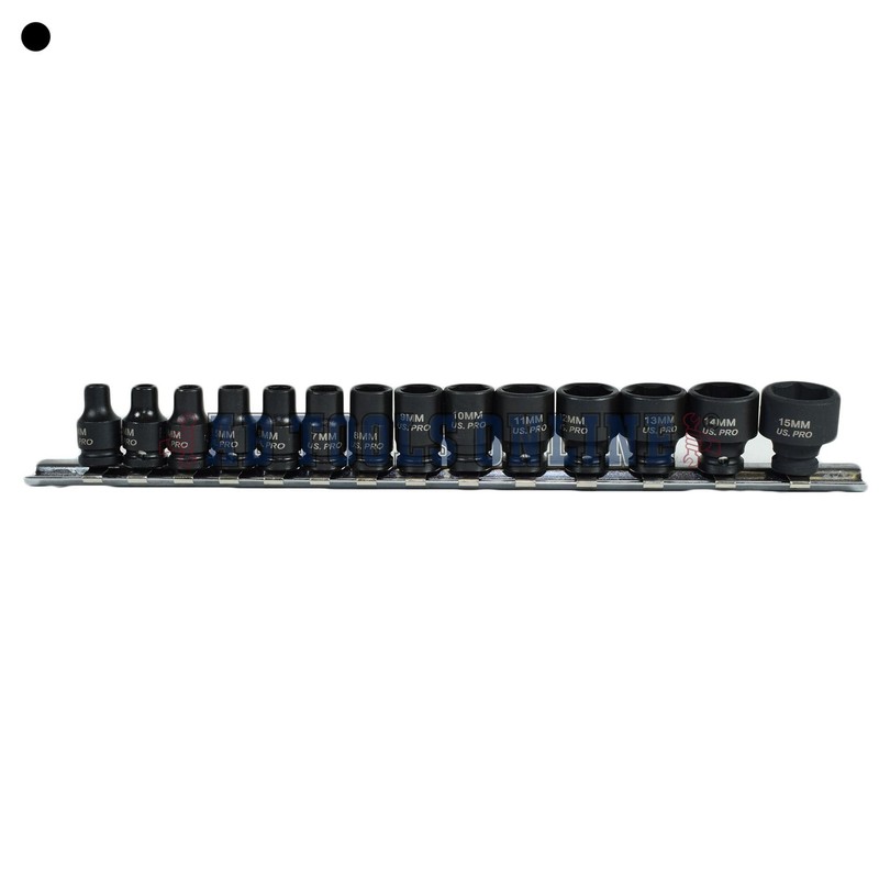1/4" Drive Metric Shallow Impact Sockets 6 Sided 14pc 4mm