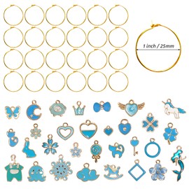 30 Pieces Funny Glass Charms - Wine Glass Markers, Identifiers, Drink Markers, Tags for Party Decorations (Blue)