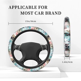 Colorful Leopard Print Steering Wheel Cover Neoprene Universal 15 Inches Car Steering Wheel Protector for Women Men