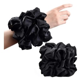 Ligas Para Cabello Scrunchies De Satén 40 Colores Negro