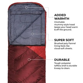 Teton Celsius XXL -25F Degree Sleeping Bag, Cold-Weather Sleeping Bag for Adults, Camping Made Easy….and Warm. Compression Sack Included, Ruby