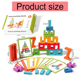 GERUI 20Pcs Wooden Building Blocks,15Pcs Cards,Wooden Number Blocks Toys for Kids, Stacking Number Toys Puzzle Blocks Montessori-Inspired, Early Education Puzzle Building Game for 3+ Kids Boys & Girls