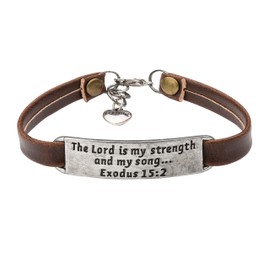 Yiyang Christian Gifts Leather Bracelets for Women Birthday Christmas Gifts Inspirational Faith Religious Jewelry with Bible Verse The Lord Is My Strength and My Song