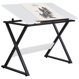 Yaheetech Drafting Table for Artists Art Desk Drawing Painting Studying Table w/Tilted Tabletop Art Craft Work Station for Adults Home Office School Use