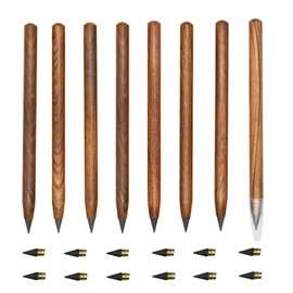 Lopenle 8 pcs Infinity Eternal Pencils Forever Inkless Pen Everlasting Pencil With 12 PCS Replaceable Nibs Magic Writing Pencil For School Office Professional Use