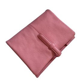 Burxxong A5 Genuine Goatskin Leather Journal Planner,Stalogy Rings Notebook with 30MM Binder Agenda Diary (Barbiecore Pink)