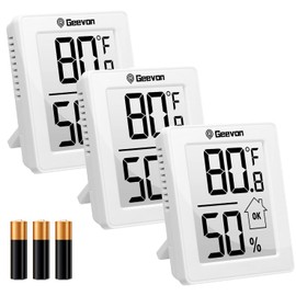 Geevon Indoor Thermometer Room Temperature Monitor,3 Pack Temperature Humidity Gauge Thermometer Hygrometer with Battery for Home, Office, Greenhouse, White