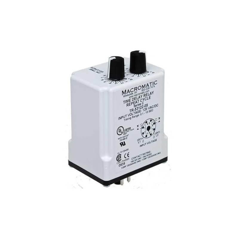 Time Delay Relay, 24VAC/DC, 10A, DPDT, 2VA