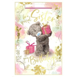 SISTER Birthday Me To You 3D Holographic Hologram Bear Teddy Birthday Card