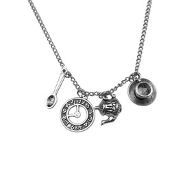 Art Attack Cuchara Collar del país de las maravillas Tetera Cuchara Reloj de hora Taza Platillo Dije de Taburete