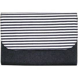 Maternal and Child Notebook Case, Bellows [Wide Opens for Easy Removal] Large for Two Multiple Cases (Border x Denim)