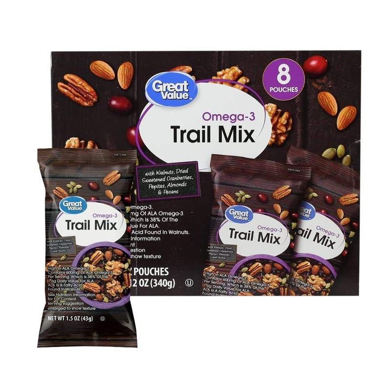 Great Value Omega-3 Trail Mix, 1.5 oz, 8 Count Snack