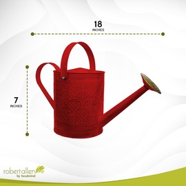 Robert Allen by Headwind Aurora Watering Can, 2 Gallon Capacity, Metal Vintage Powder-Coated Steel, Indoor & Outdoor Garden Use – Cayenne Red